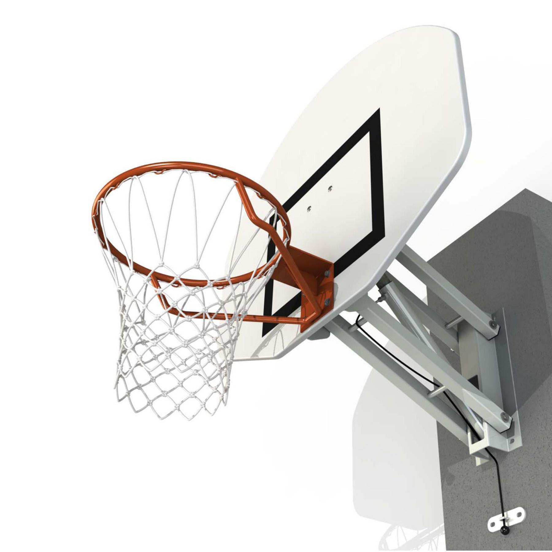 Panier de basket mural extérieur en acier galvanisé - panneau demi-lune -  hauteur réglable à gaz - l'unité 