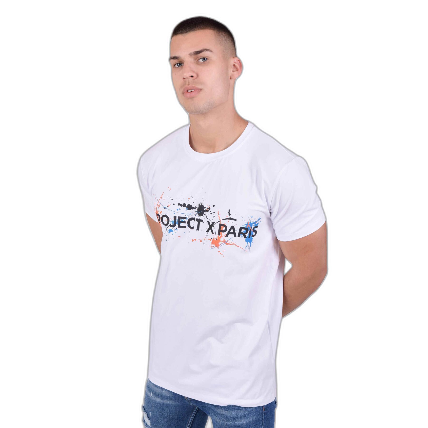 T-shirt col rond avec logo et taches de peinture Project X Paris