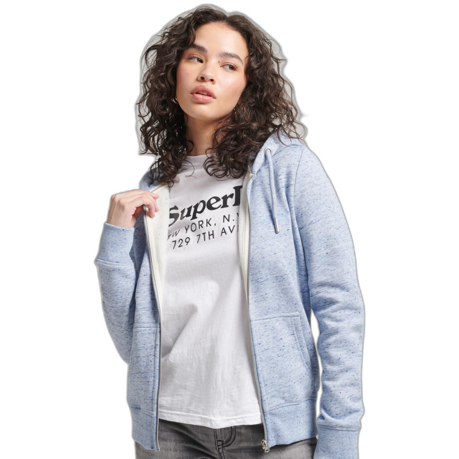 Sweatshirt zippé à capuche coton bio femme Superdry Vintage Logo