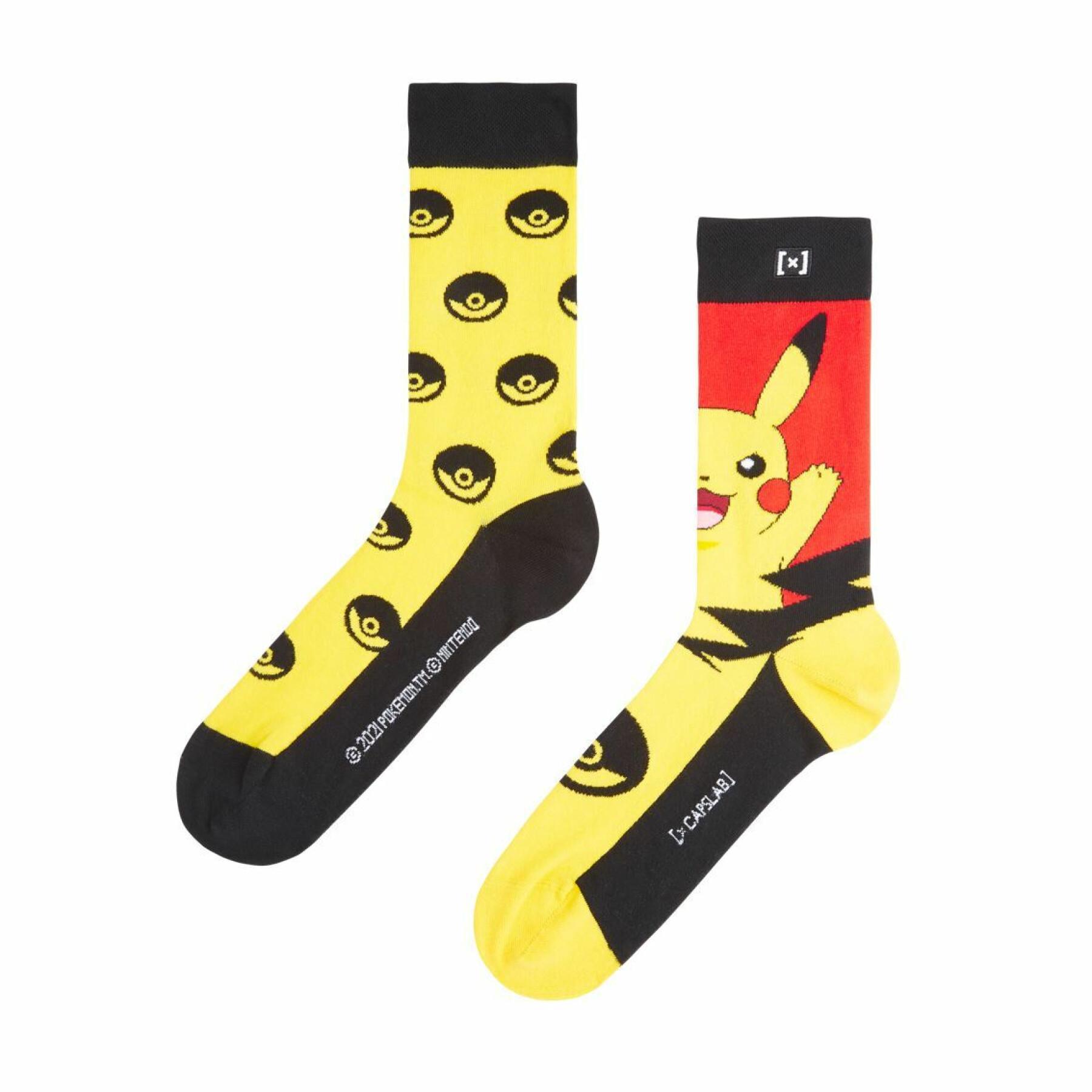 Chaussette fantaisie pokemon pikachu jaune/rouge Capslab