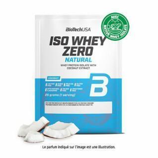 Lot de 50 sachets de protéines sans lactose Biotech USA iso whey zero - Coco - 25g