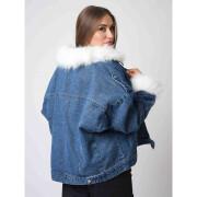 Veste en jean avec effet fourrure aux manches et au col femme Project X Paris
